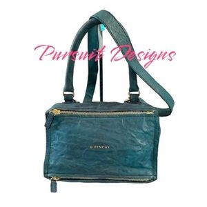 Givenchy Pandora 100% Sheepskin Bag - Blue Luxury Authentic